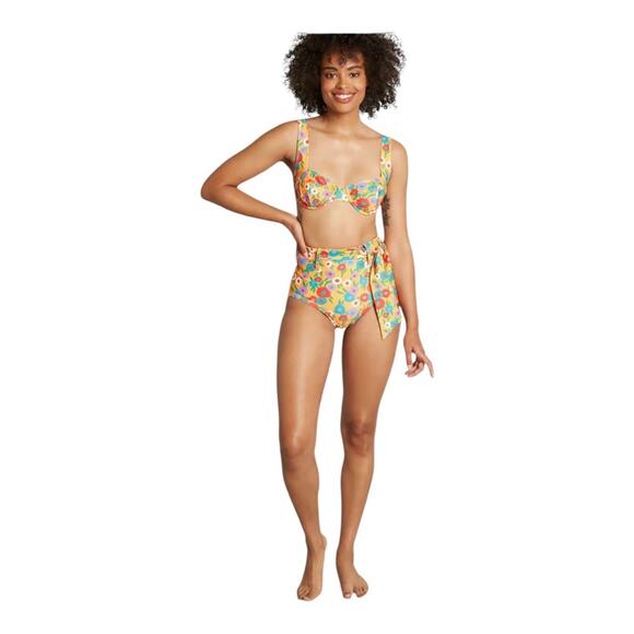 ModCloth NWT Greta 70’s Inspired Floral Print High-Waisted Bikini Bottom Size XL - Picture 13 of 14